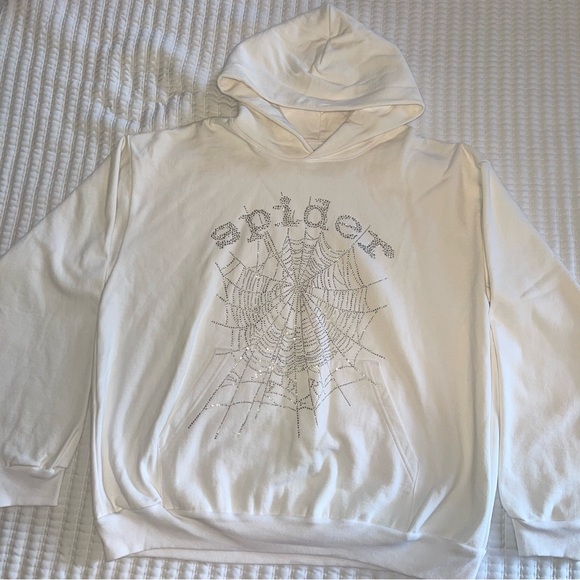 White Spider Rhinestone Hoodie
